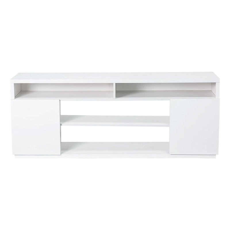 Meuble TV blanc moderne à LED RGB de 68 po avec foyer de 36 po