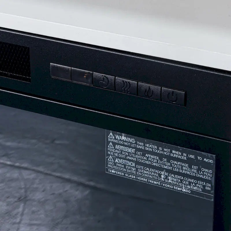 Meuble TV blanc moderne à LED RGB de 68 po avec foyer de 36 po