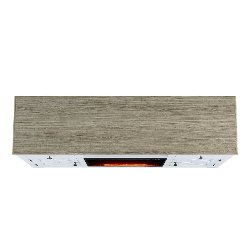 Meuble TV de style rustique avec cheminée pour téléviseur jusqu'à 65 po - 60 larg. x 33 haut. x 15,5 prof.