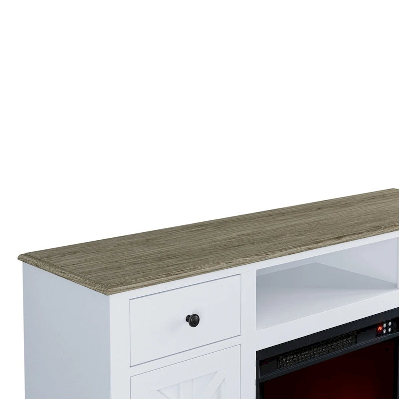 Meuble TV de style rustique avec cheminée pour téléviseur jusqu'à 65 po - 60 larg. x 33 haut. x 15,5 prof.
