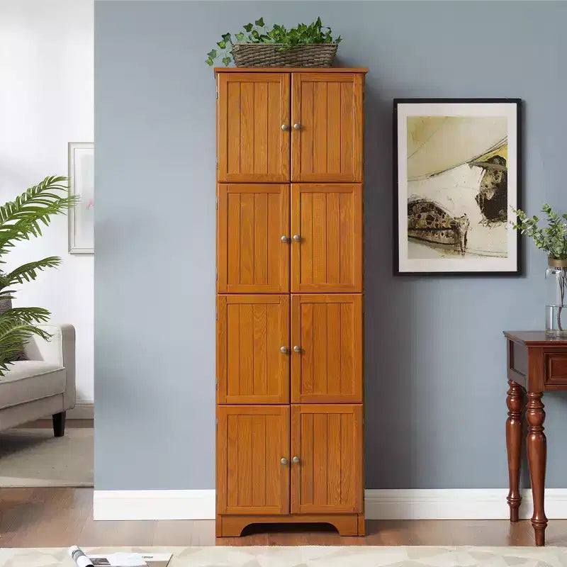 72-Inch Tall Storage Cabinet with 8 Doors and 4 Shelves for Living Room, Kitchen, or Office