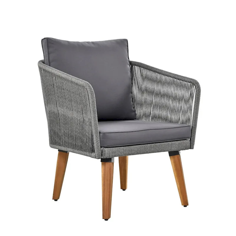 Ensemble de canapé de conversation pour patio extérieur avec table basse en bois massif