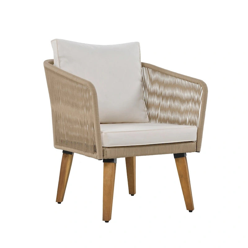 Ensemble de canapé de conversation pour patio extérieur avec table basse en bois massif