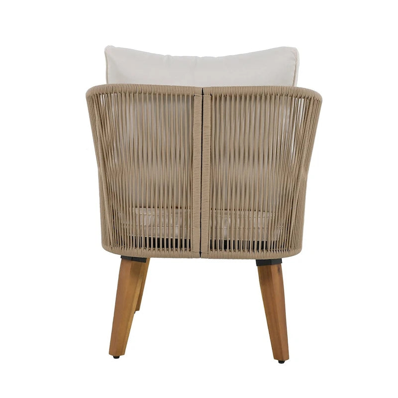 Ensemble de canapé de conversation pour patio extérieur avec table basse en bois massif