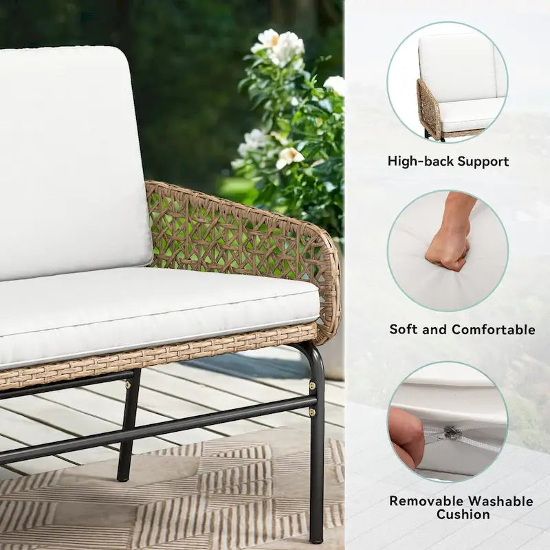 Canapé deux places en osier Moasis pour terrasse – 100L x 60l x 84H cm