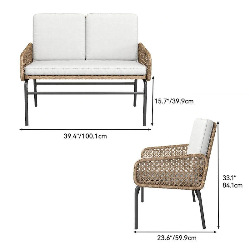 Canapé deux places en osier Moasis pour terrasse – 100L x 60l x 84H cm