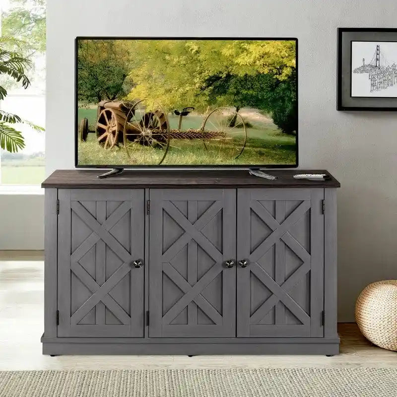 Meuble TV rustique en bois naturel de 48 po – Pour téléviseurs jusqu’à 55 po