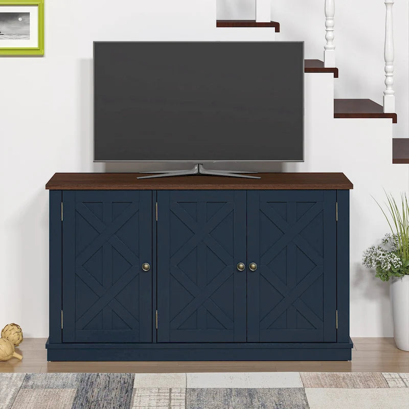 Meuble TV rustique en bois naturel de 48 po – Pour téléviseurs jusqu’à 55 po
