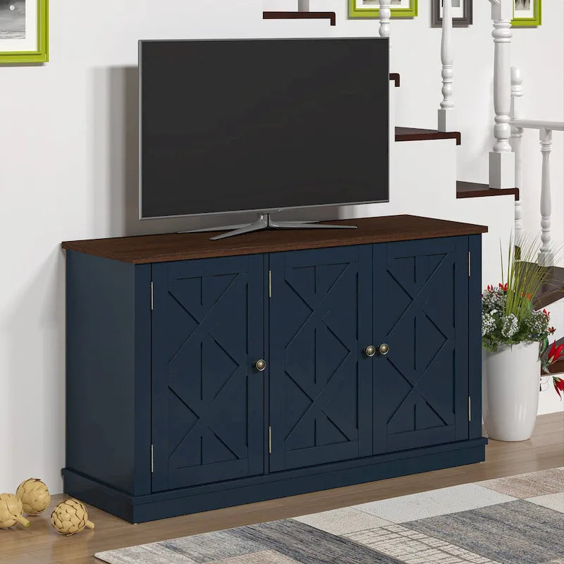 Meuble TV rustique en bois naturel de 48 po – Pour téléviseurs jusqu’à 55 po
