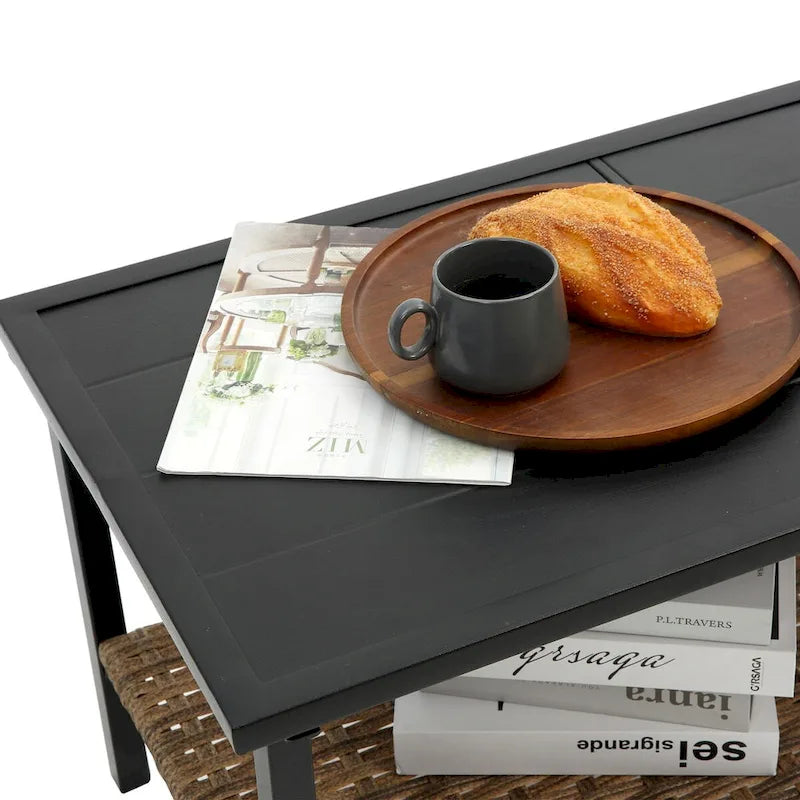 Ensemble de salle à manger/salon 4 pièces en osier gris pour patio