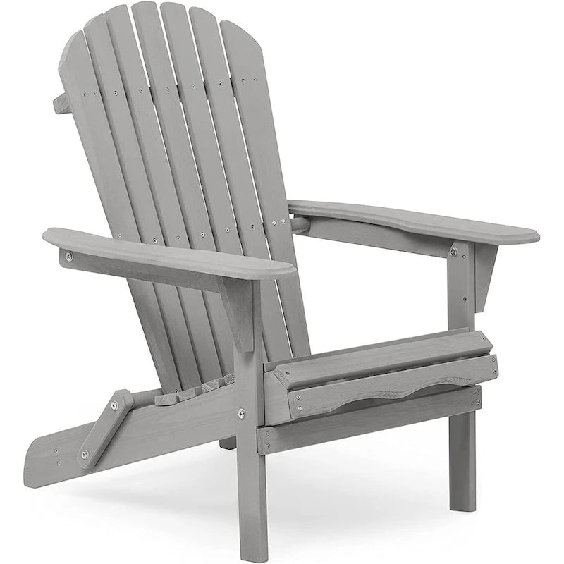 Lot de 2 chaises Adirondack pliantes d'extérieur en cèdre massif gris, 91 cm de haut, pour jardin, pelouse, terrasse
