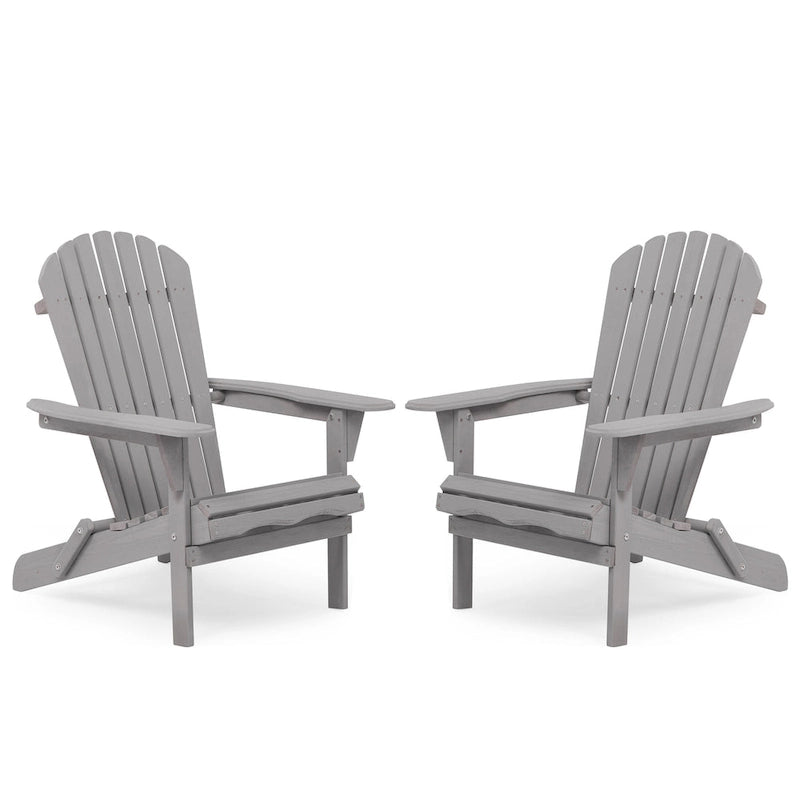 Lot de 2 chaises Adirondack pliantes d'extérieur en cèdre massif gris, 91 cm de haut, pour jardin, pelouse, terrasse