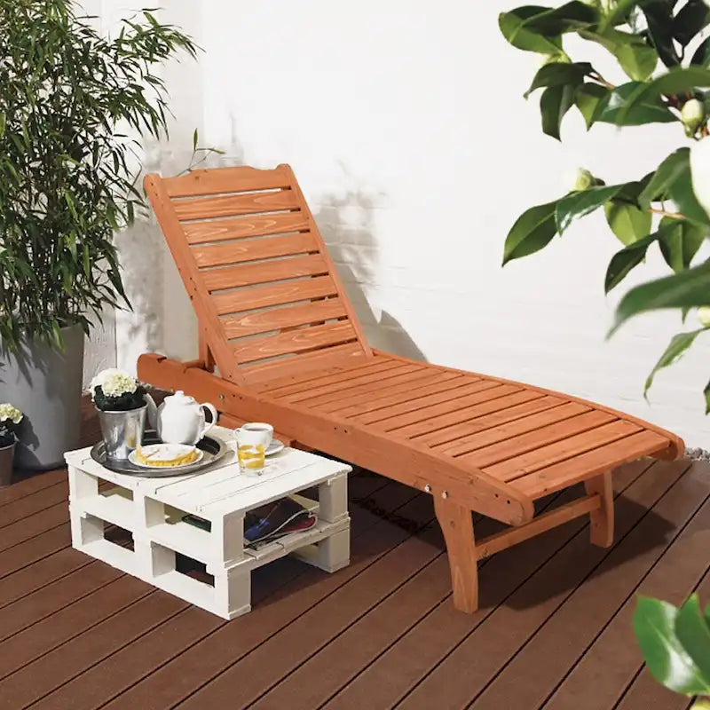 Chaises longues de jardin d'extérieur avec roulettes et tiroirs