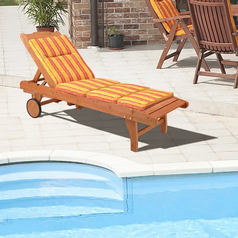 Chaises longues de jardin d'extérieur avec roulettes et tiroirs