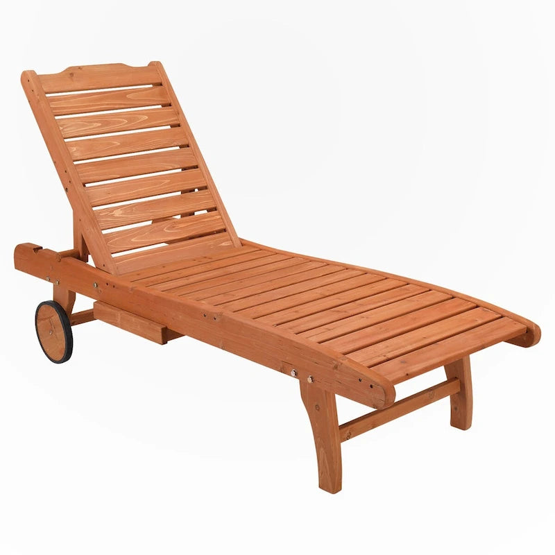 Chaises longues de jardin d'extérieur avec roulettes et tiroirs