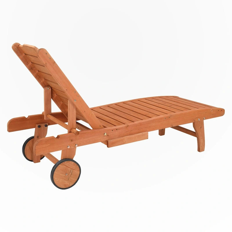 Chaises longues de jardin d'extérieur avec roulettes et tiroirs