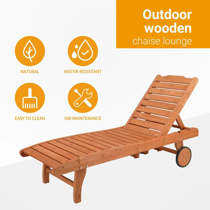Chaises longues de jardin d'extérieur avec roulettes et tiroirs
