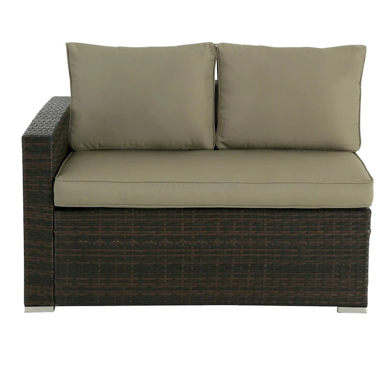 Ensemble de canapé d'extérieur 4 pièces en osier avec table basse et coffre de rangement