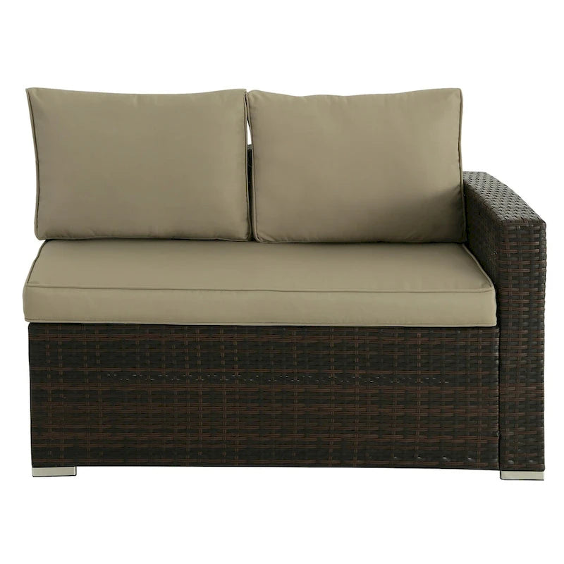 Ensemble de canapé d'extérieur 4 pièces en osier avec table basse et coffre de rangement