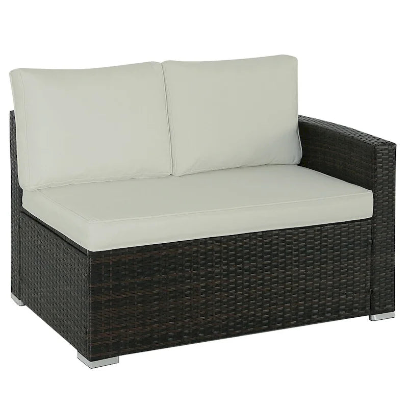 Ensemble de canapé d'extérieur 4 pièces en osier avec table basse et coffre de rangement