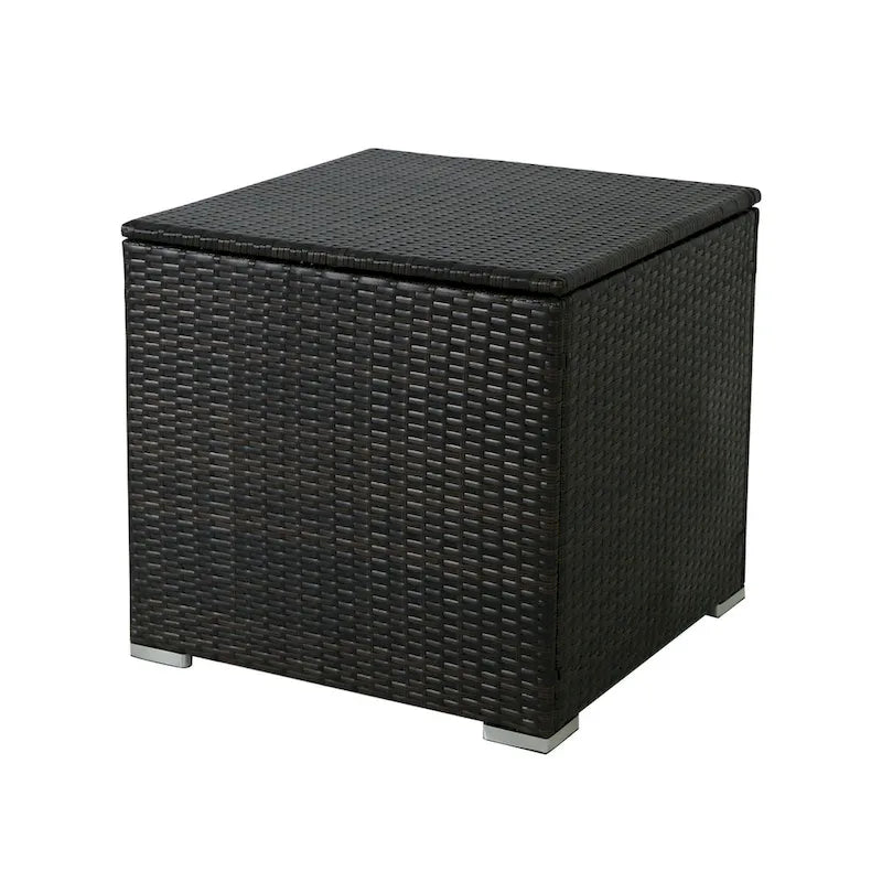 Ensemble de canapé d'extérieur 4 pièces en osier avec table basse et coffre de rangement