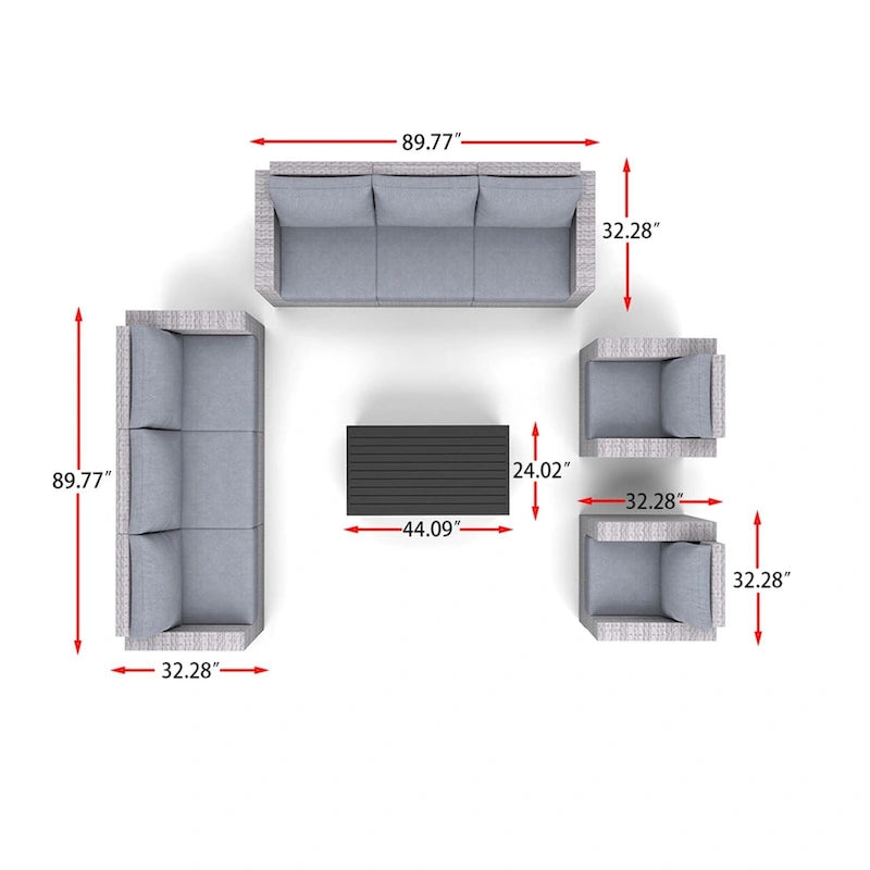 Ensemble de mobilier de jardin Avalon Bay 9 pièces