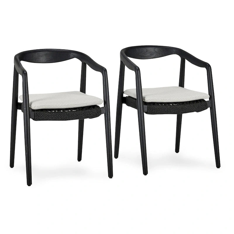 Chaise de salle à manger d'extérieur Aria Classic Home, noire (lot de 2)