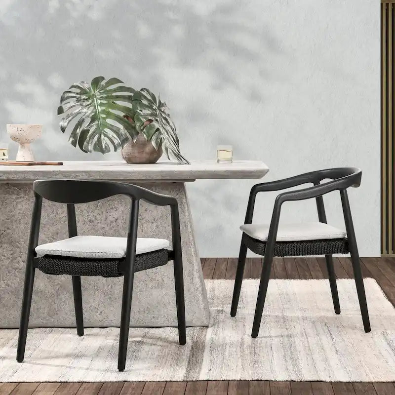 Chaise de salle à manger d'extérieur Aria Classic Home, noire (lot de 2)