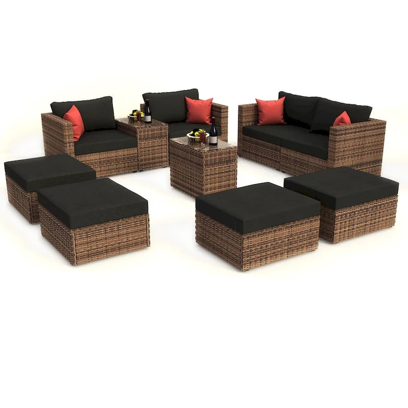Ensemble de conversation sectionnel convertible : Meubles de patio extérieurs 10 pièces
