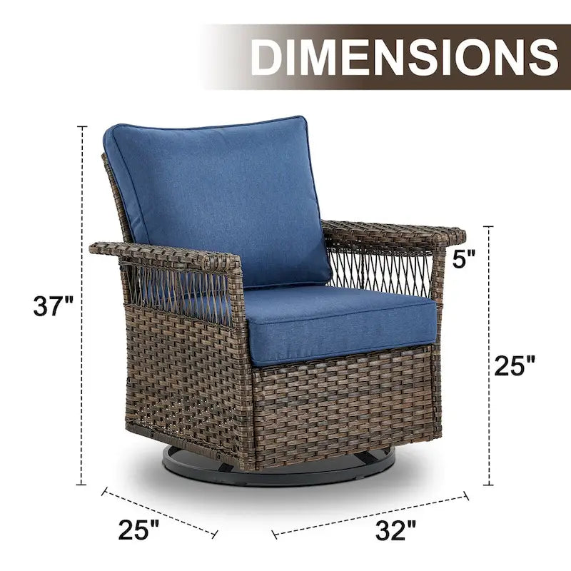 Ensemble de chaises berçantes pivotantes Gymojoy 360 avec ottomans - Marron