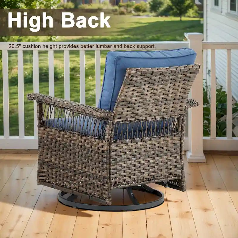 Ensemble de chaises berçantes pivotantes Gymojoy 360 avec ottomans - Marron