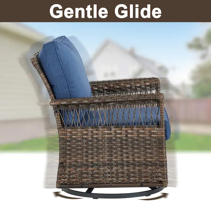 Ensemble de chaises berçantes pivotantes Gymojoy 360 avec ottomans - Marron
