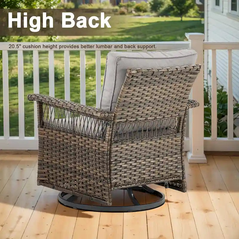 Ensemble de chaises berçantes pivotantes Gymojoy 360 avec ottomans - Marron