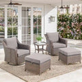 Fauteuils berçants pivotants avec repose-pieds et table d'appoint - Marron