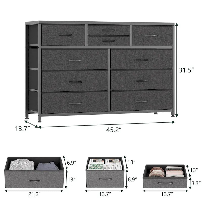 Commode de télévision à 10 tiroirs – 55 pouces