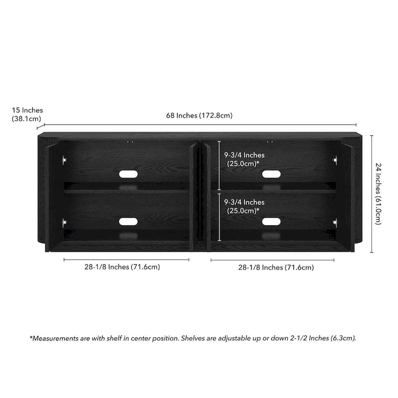 Meuble TV rectangulaire Canton pour téléviseurs jusqu'à 75 pouces - 68 po de large