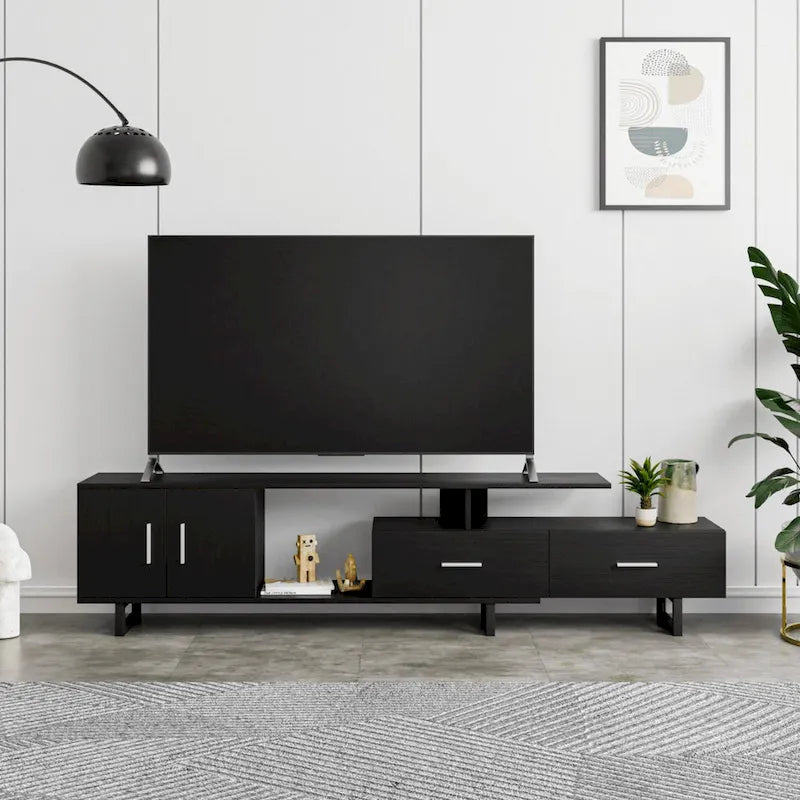 Meuble TV Avery 2 tiroirs 4 étagères 55 po en acier