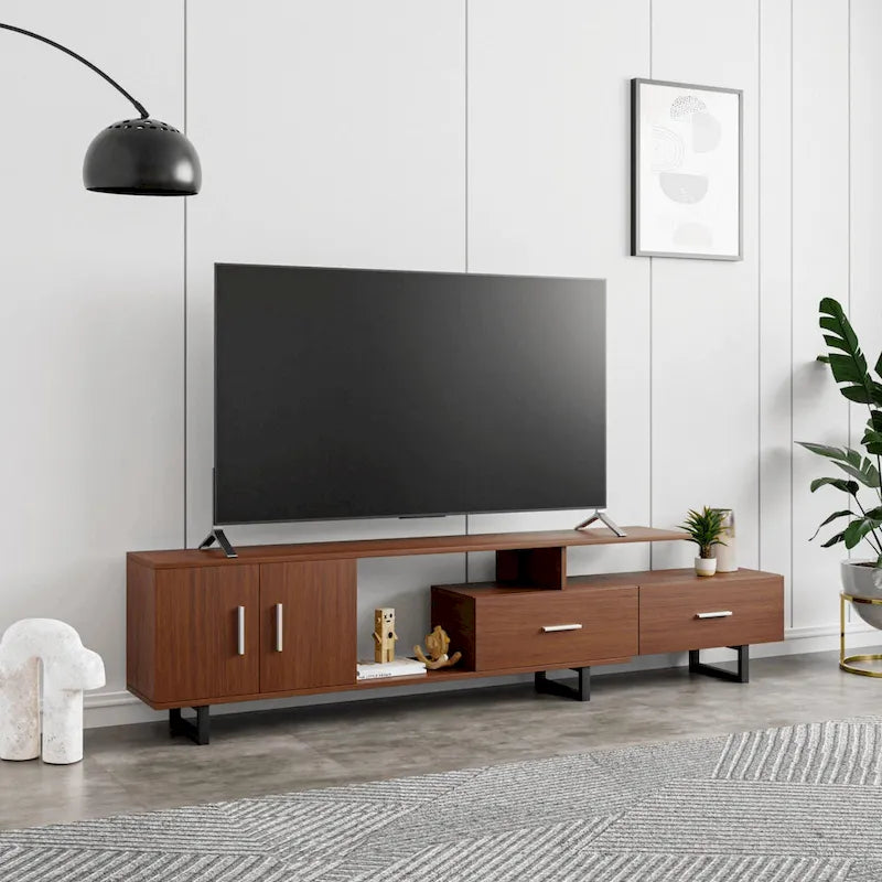 Meuble TV Avery 2 tiroirs 4 étagères 55 po en acier