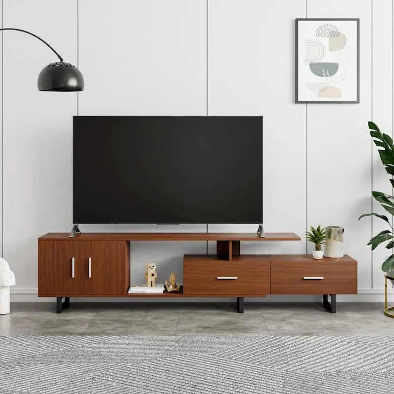 Meuble TV Avery 2 tiroirs 4 étagères 55 po en acier