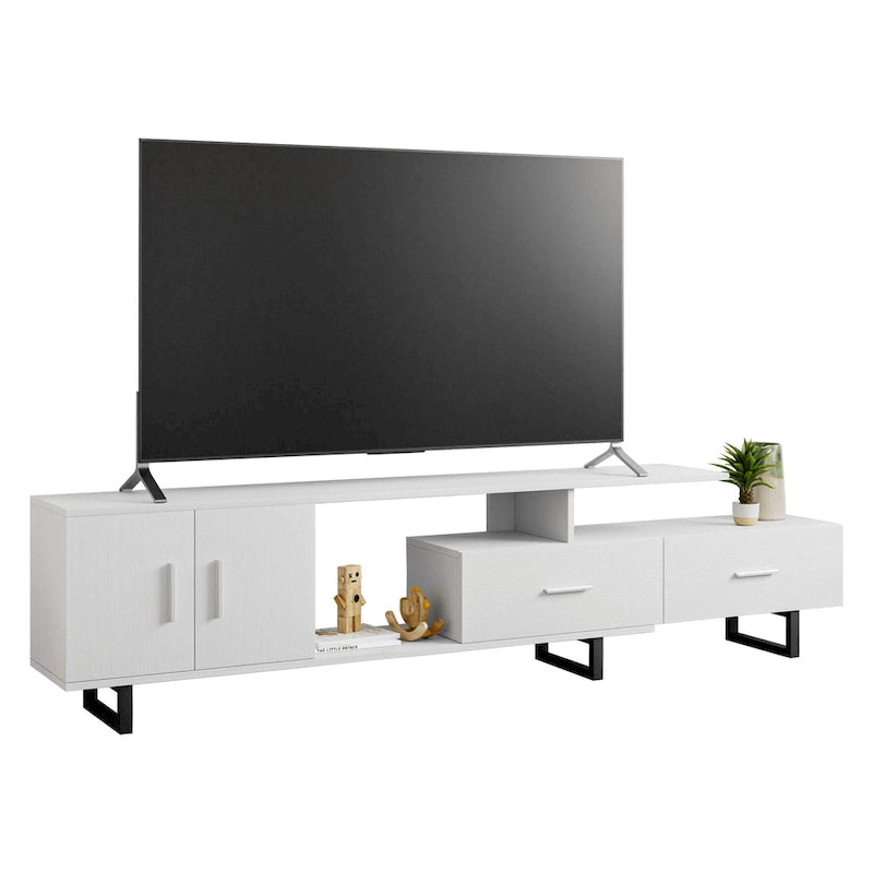 Meuble TV Avery 2 tiroirs 4 étagères 55 po en acier