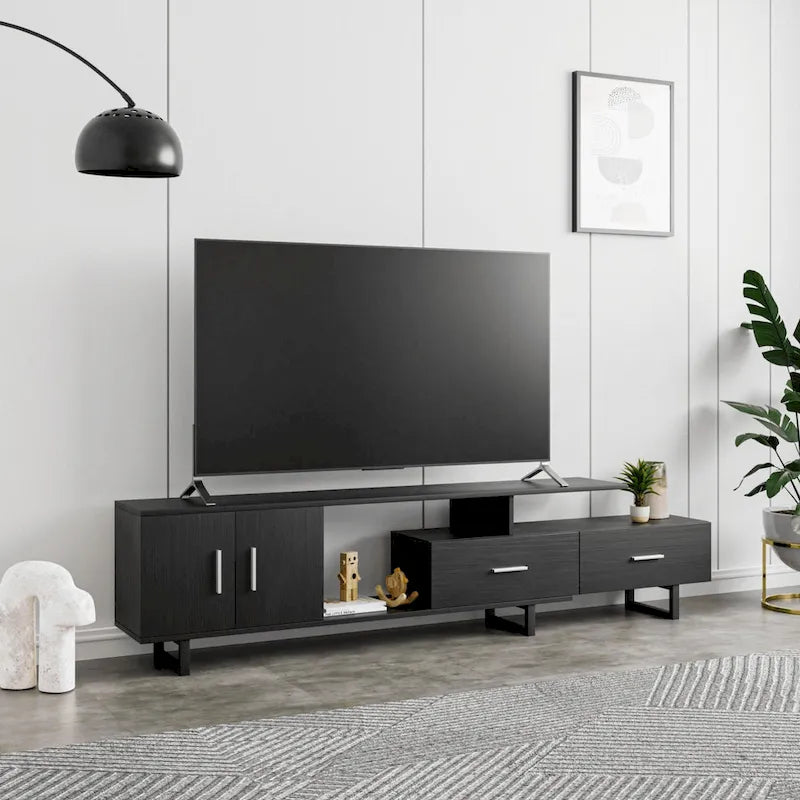 Meuble TV Avery 2 tiroirs 4 étagères 55 po en acier