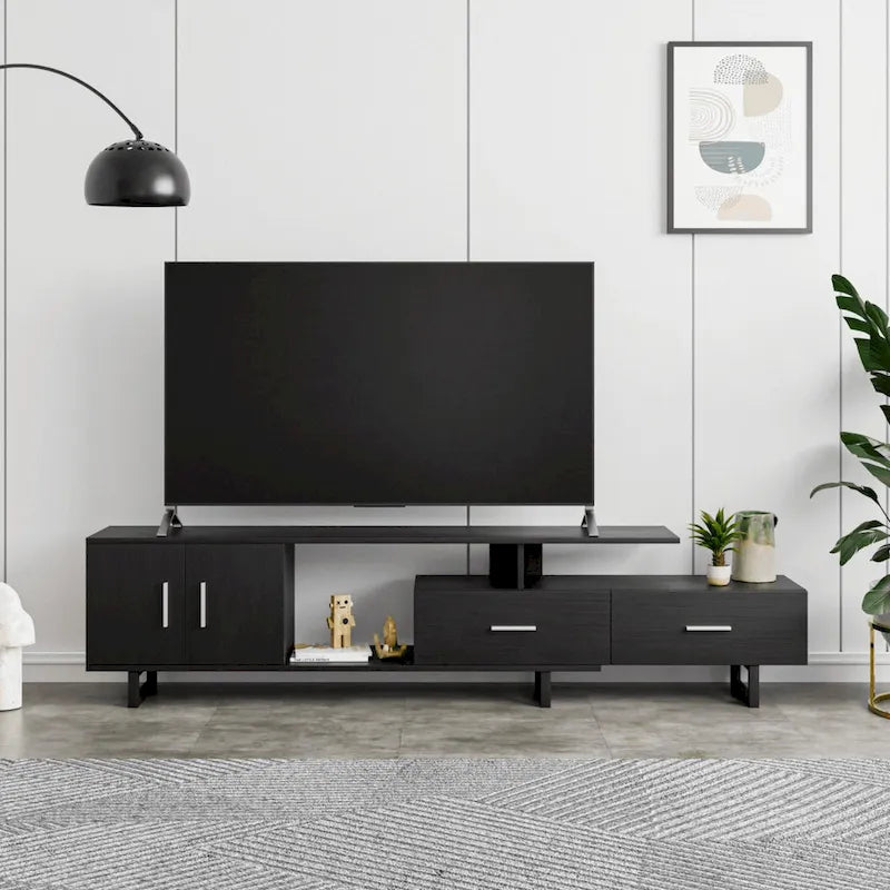 Meuble TV Avery 2 tiroirs 4 étagères 55 po en acier