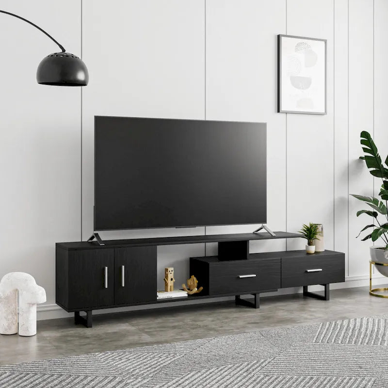 Meuble TV Avery 2 tiroirs 4 étagères 55 po en acier