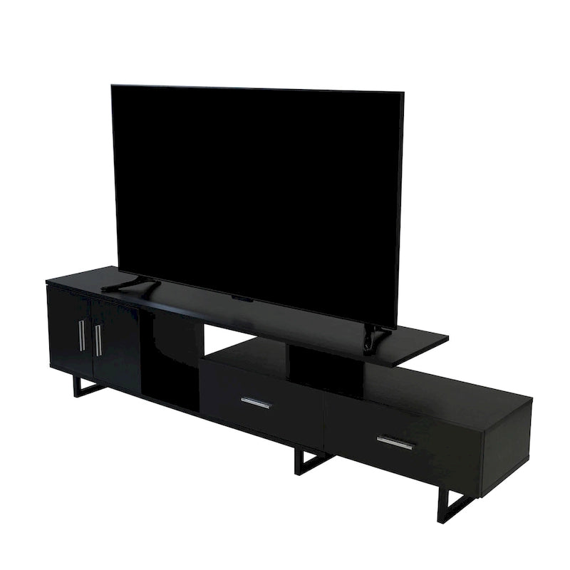 Meuble TV Avery 2 tiroirs 4 étagères 55 po en acier