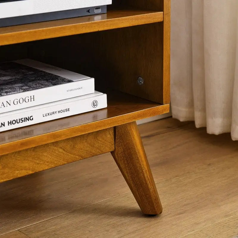 Meuble TV moderne en rotin pour téléviseur 65 pouces, meuble de divertissement, console multimédia
