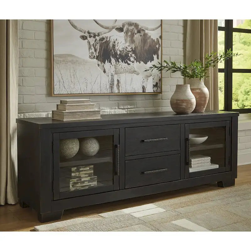 Signature Design by Ashley Galliden Black 80 TV Stand for TVs up to 92 - 79.5 W x 20 D x 28.13 H