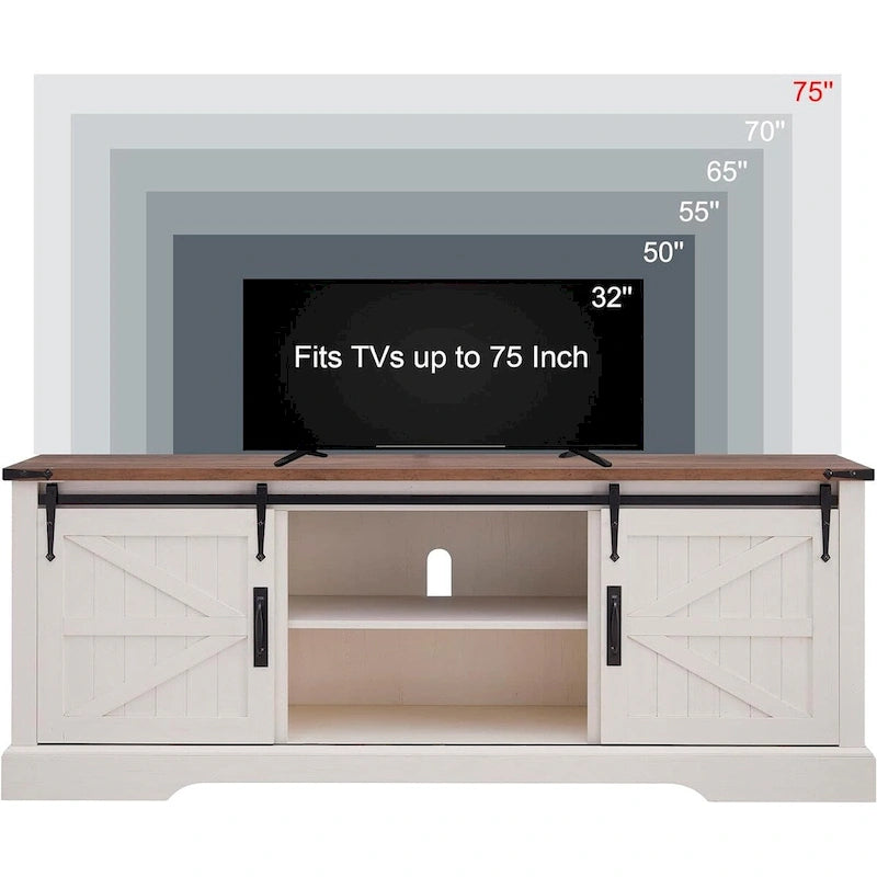 Meuble TV en bois de ferme, centre de divertissement rustique, meuble console - n/a