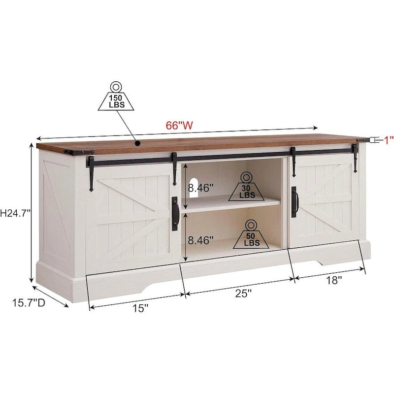 Meuble TV en bois de ferme, centre de divertissement rustique, meuble console - n/a