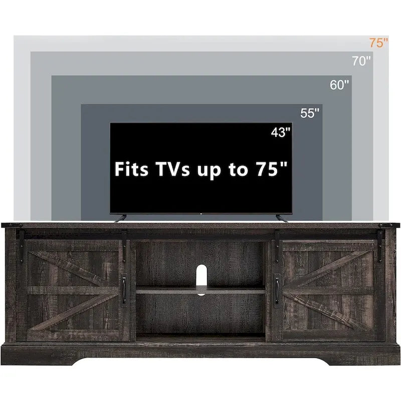 Meuble TV en bois de ferme, centre de divertissement rustique, meuble console - n/a