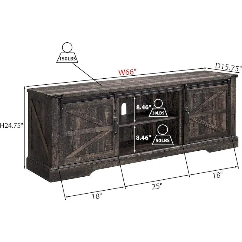 Meuble TV en bois de ferme, centre de divertissement rustique, meuble console - n/a